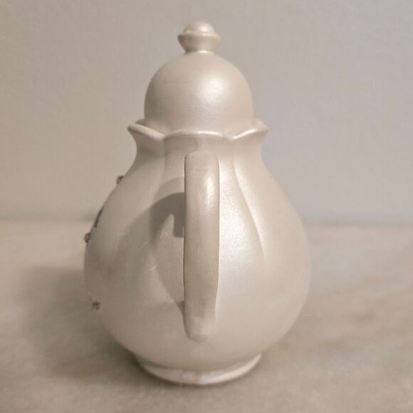 Berger Italy Fine Porcelain Pearl Ivory Pot Cruet with rhinestones - Picture 5 of 7